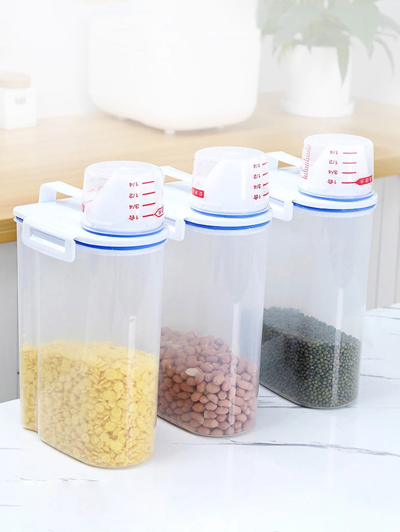 دلو أرز بلاستيكي ذو سعة كبيرة، جرة تخزين متعددة الحبوب، صندوق مختوم لحاوية تخزين المواد الغذائية في المطبخ
