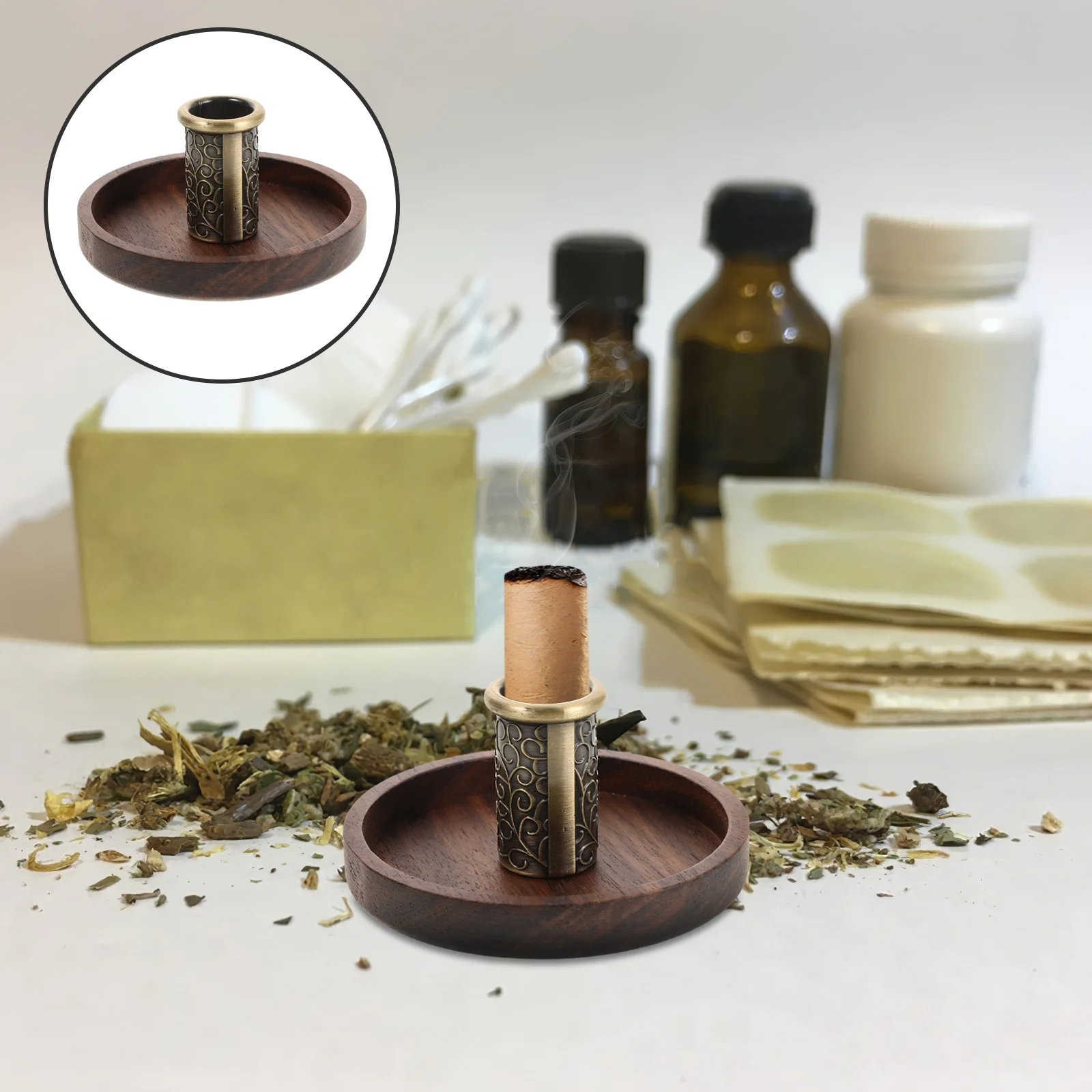 خشبية Moxa العصي مستقرة Mugworts الكى الموقد قاعدة المحمولة البخور العصي حامل للمنزل عيادة العلاج Moxa المخاريط