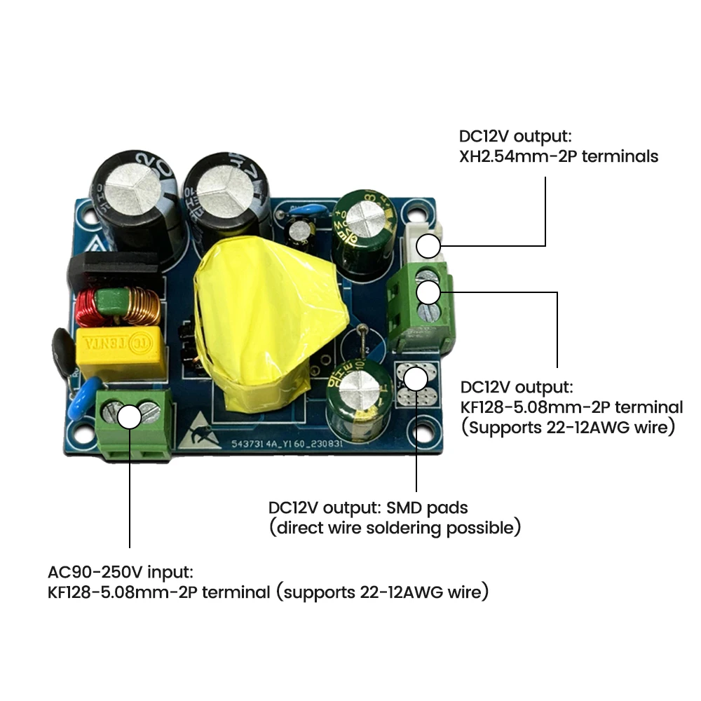 AC-DC Isolamento Switch Power Module, Módulo De Redução De Tensão, Step Down Buck Converter Board, AC90-250V a 12V, 3.3A, 40W