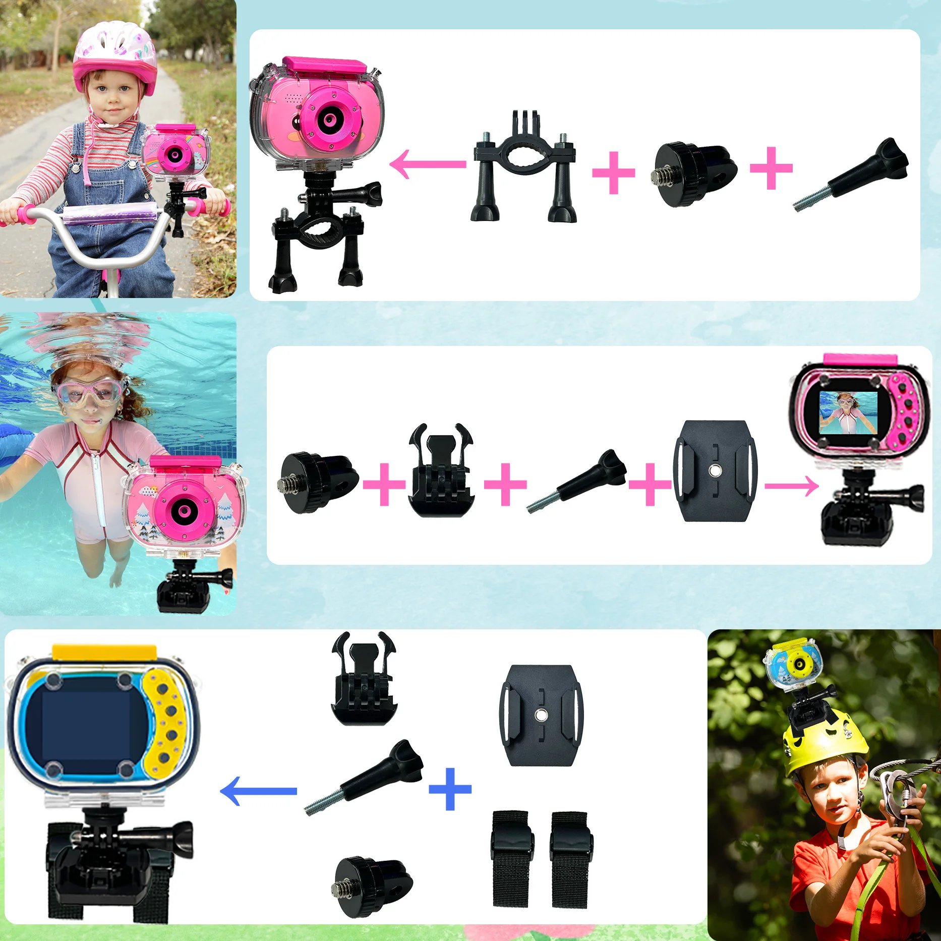 Fotocamera per bambini - Fotocamera subacquea impermeabile per bambini, regali di compleanno per ragazzi dai 4 anni in su, fotocamera digitale per bambini, giocattoli da piscina