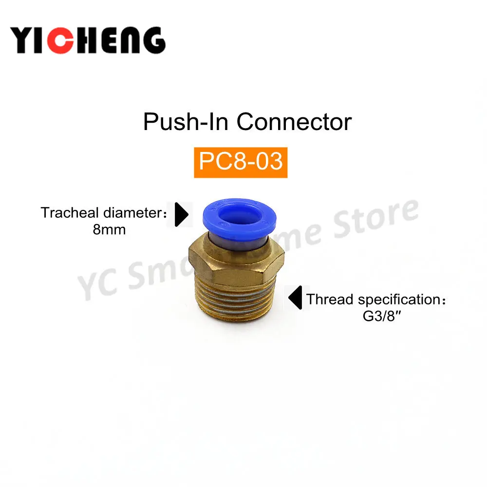 10pcs de Alta Qualidade PT 3/8 "Rosca Macho Conector Pneumático Reto Conector Rápido Traqueia Rosca Externa Não Afrouxando