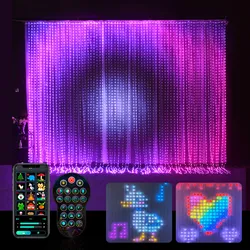 Luci a corda per tende intelligenti controllate dall'app - 400 LED fai da te con motivo a luce fata appesa e testo programmabili, gioco di sincronizzazione musicale