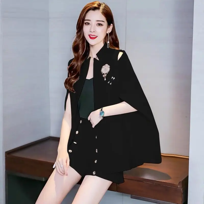 Women Cape Banquet Blazer Coat Luxury Senior Jackets Lady Evening Party Feast Occasions Wear Korean Fashion Winter Outerwear