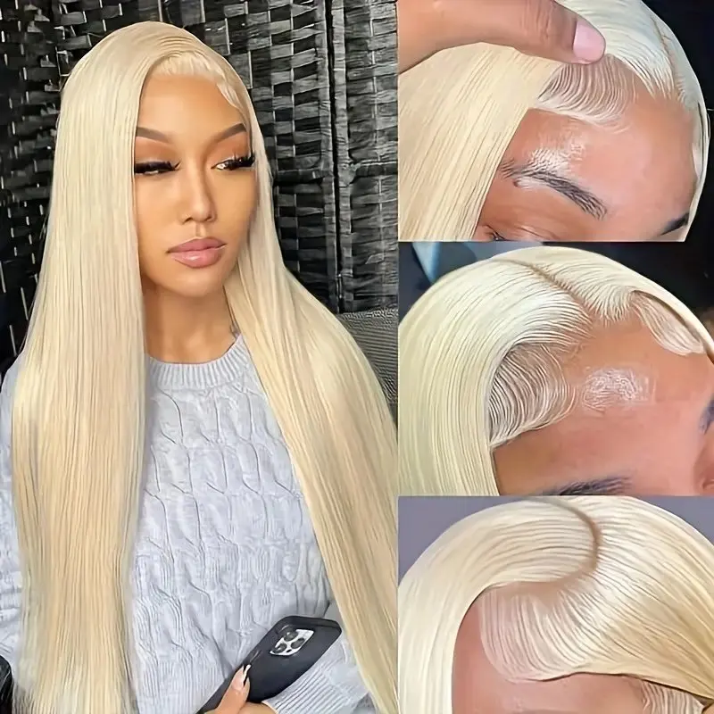 38 Inch 613  Blonde 13x6 HD Lace Frontal Wig 13x4 Front Human Hair Wig 180% Straight Transparent Pre-plucked Brazilian For Women