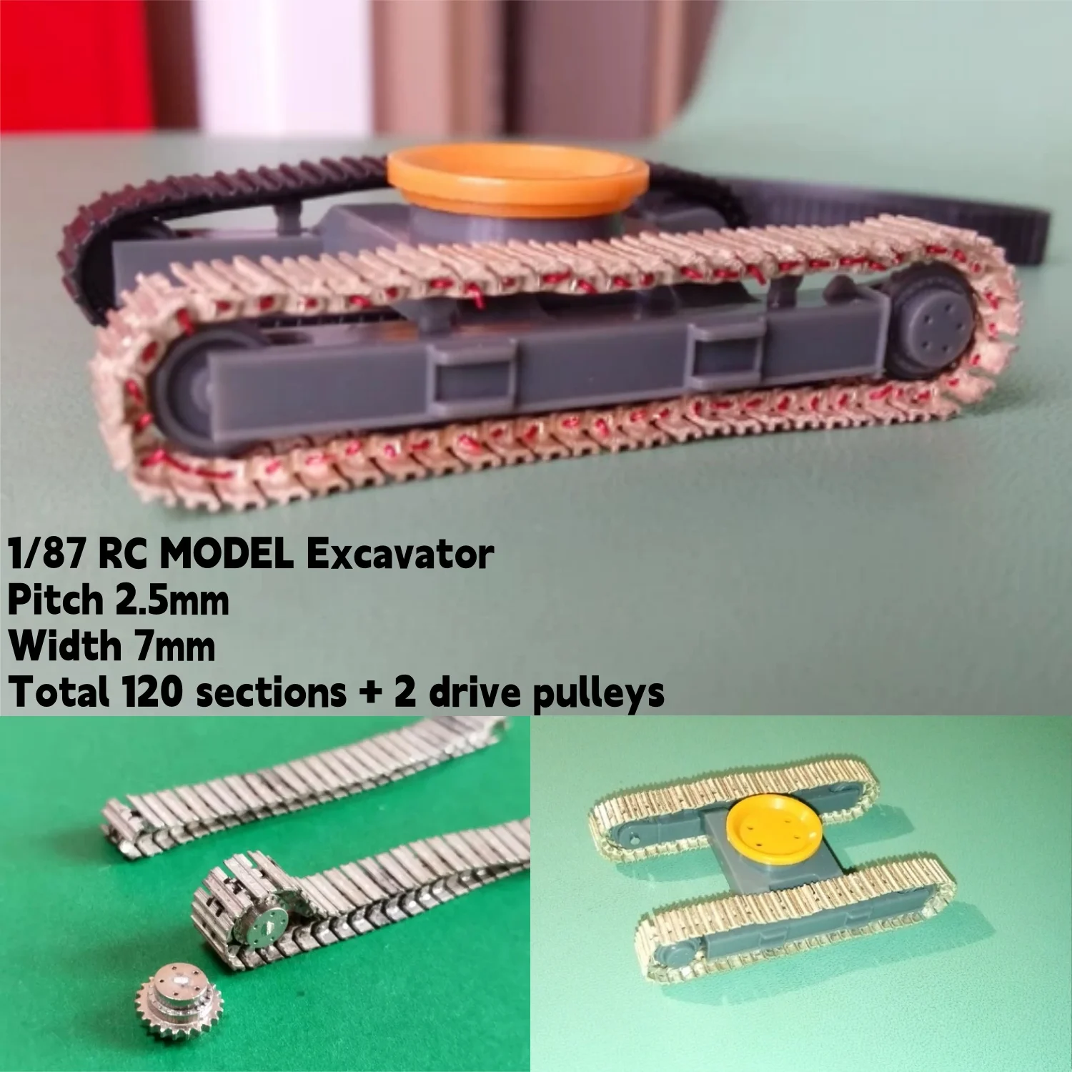 Metal Tracks with Wheels for Excavator Model 1/87 HERP Modification Parts 1/87 Tracked Loader Dumper RC Tank Metal DIY Parts