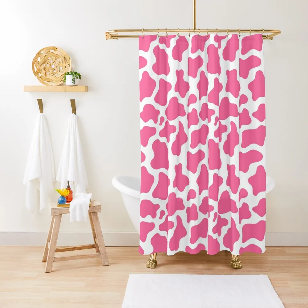 

Strawberry Cow : pink cow pattern Shower Curtain For Bathrooms With Beautiful Designs Shower Set For Bathroom Curtain
