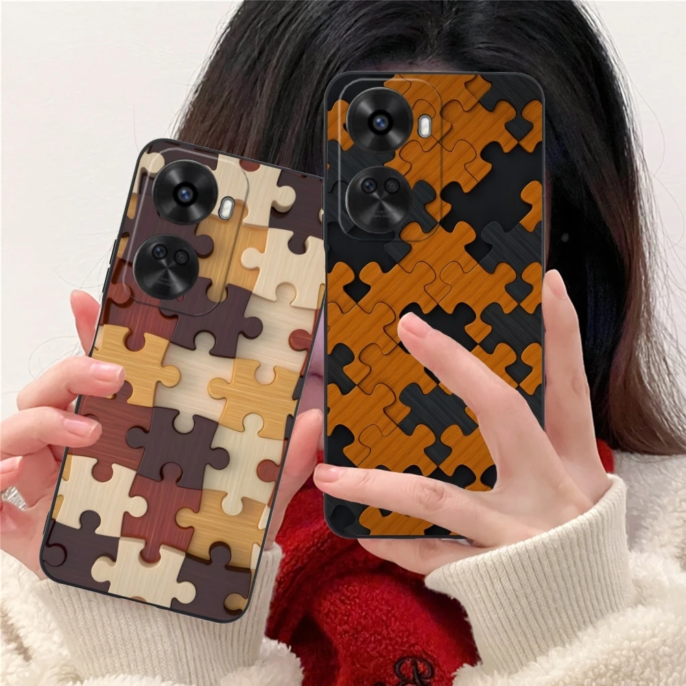 Puzzle Pretty Fashion Mobile Cell Phone Case for Huawei Nova 12 11 10 9 8 7 Pro SE 5G Black Soft Phone Cover Shell