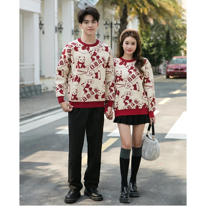 Lunar Chinese New Year Clothes for Family 2024 Knitted Sweater Father Mother Son Daughter Matching Knit Jumper Children Clothes