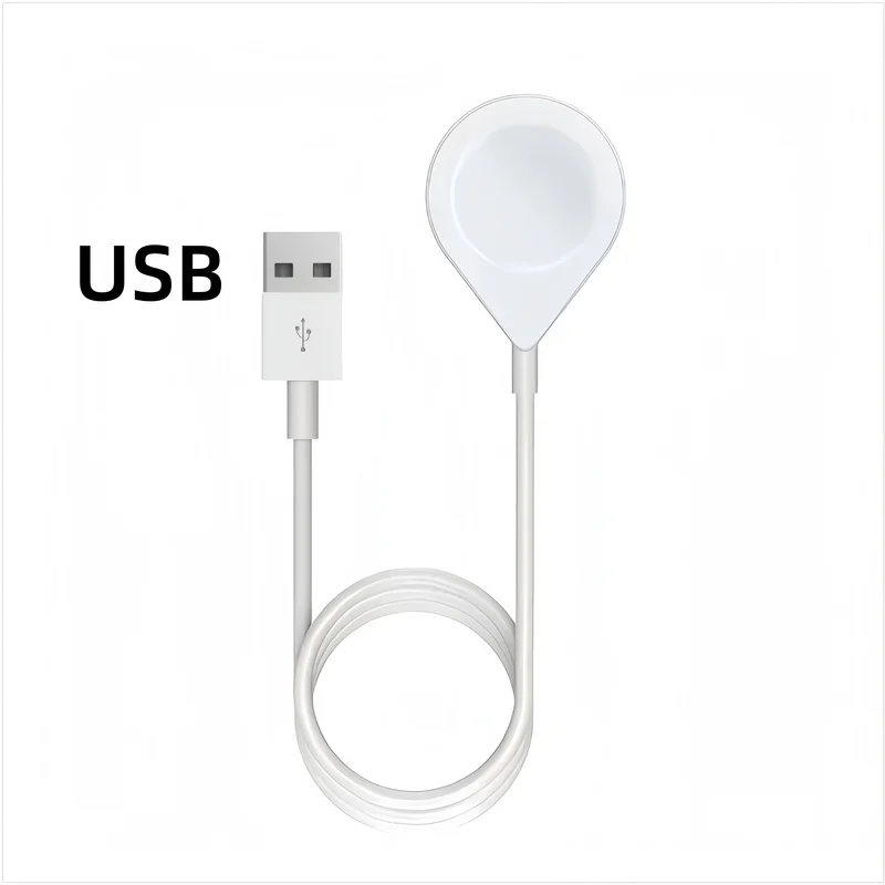 Teardrop‑Shaped USB-A  Magnetic Charger Cable for Apple Watch, White, Compatible with Apple Watch Series 1‑9 All Models