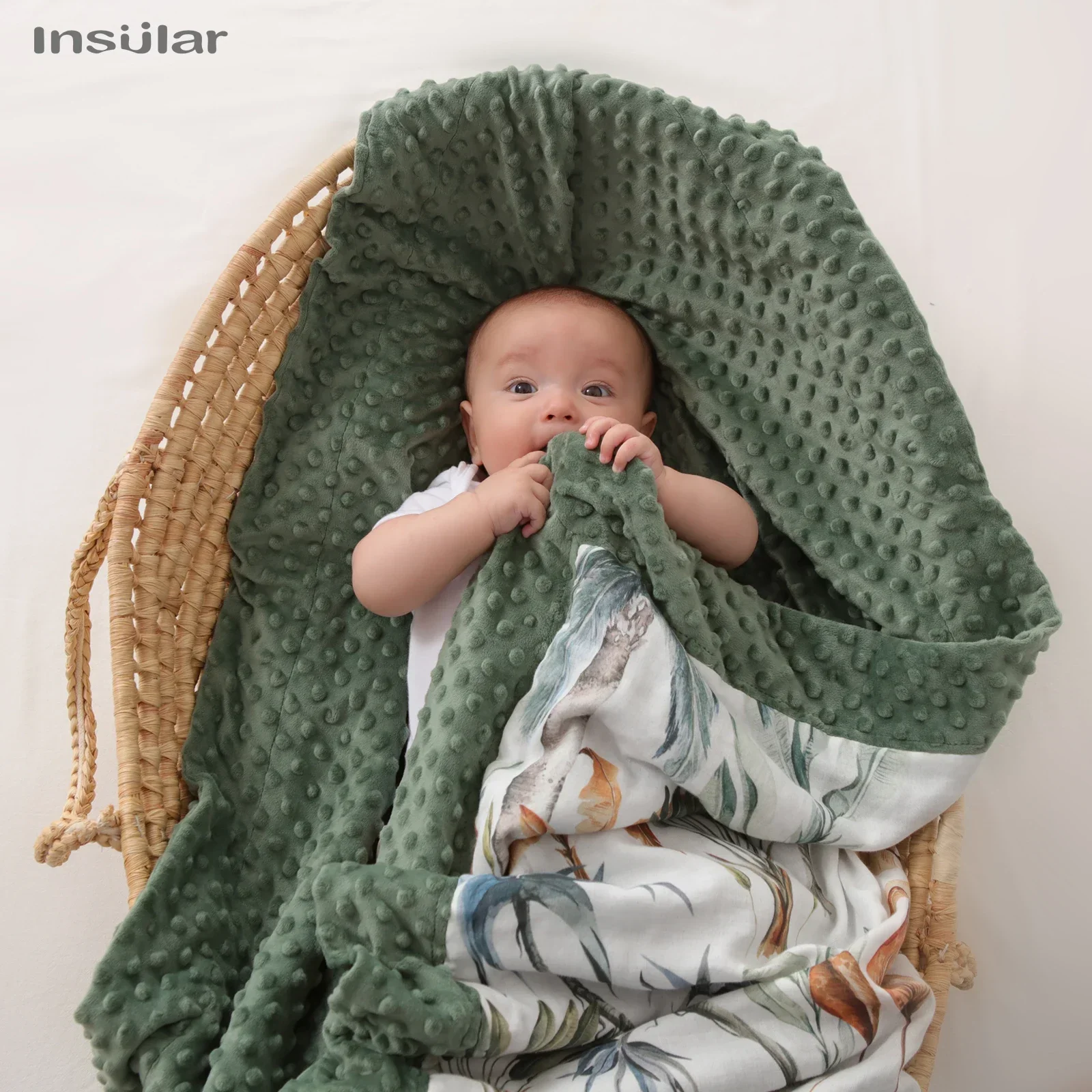 Blankets Soft Newborn Bamboo cotton Quilt with Double Layer Dotted Backing for Nursery Stroller Crib Bedding Receiving Blankets