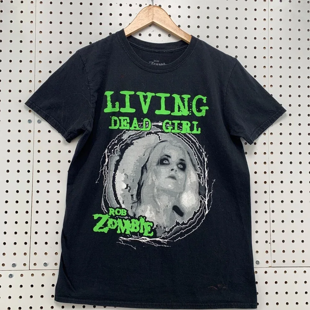 Rob Zombie Shirt Black Green Living Dead Girl Fits Adult Medium 19x26.5