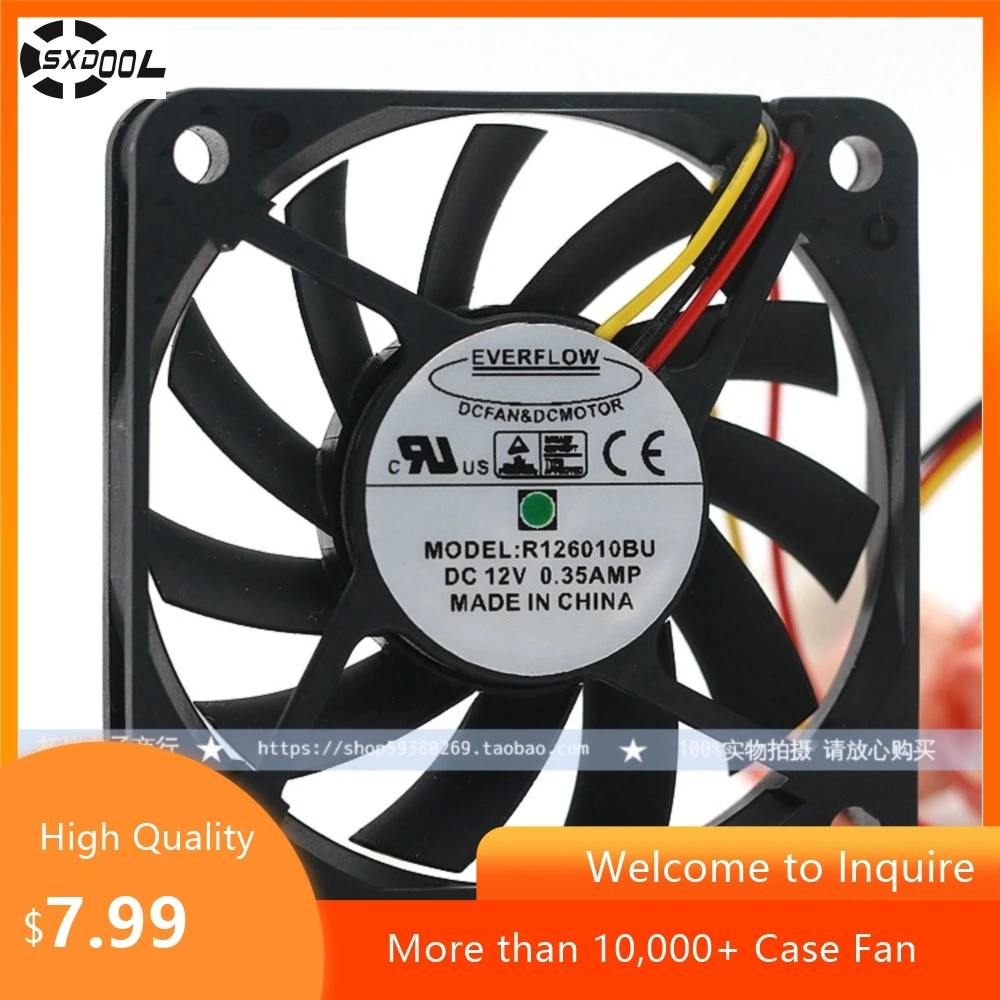 

60 мм Everflow R126010BU 6010 6 см 12 В 0,35 А вентилятор с двойным шариком и максимальной скоростью воздушного потока