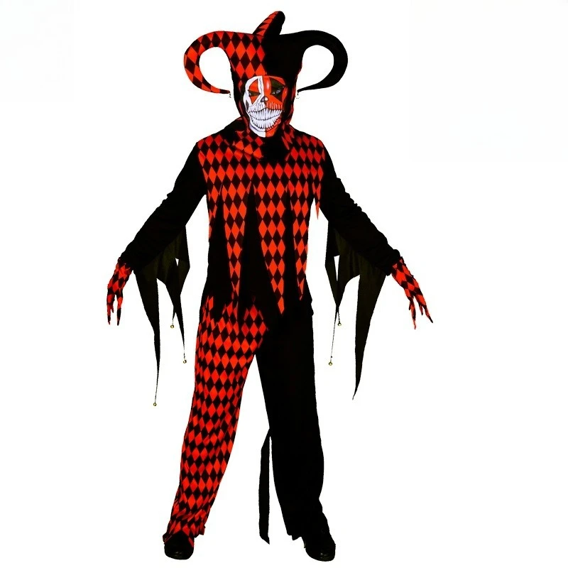 

Взрослый мужской костюм на Хэллоуин для страшного фильма, убийца, злой клоун, праздничная одежда