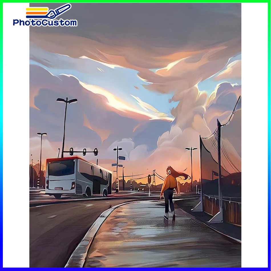 

PhotoCustom Oil Painting Abstract Street Painting By Numbers Acrylic Paint Diy On Canvas Picture HandPainted Home Decoration Gif