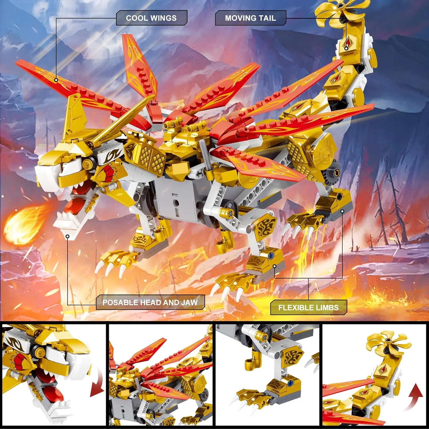 STEM Project Dragon Building Toys (512PCS), Remote Control & APP Programmable Coding Dragon Building Kit, Christmas Gift