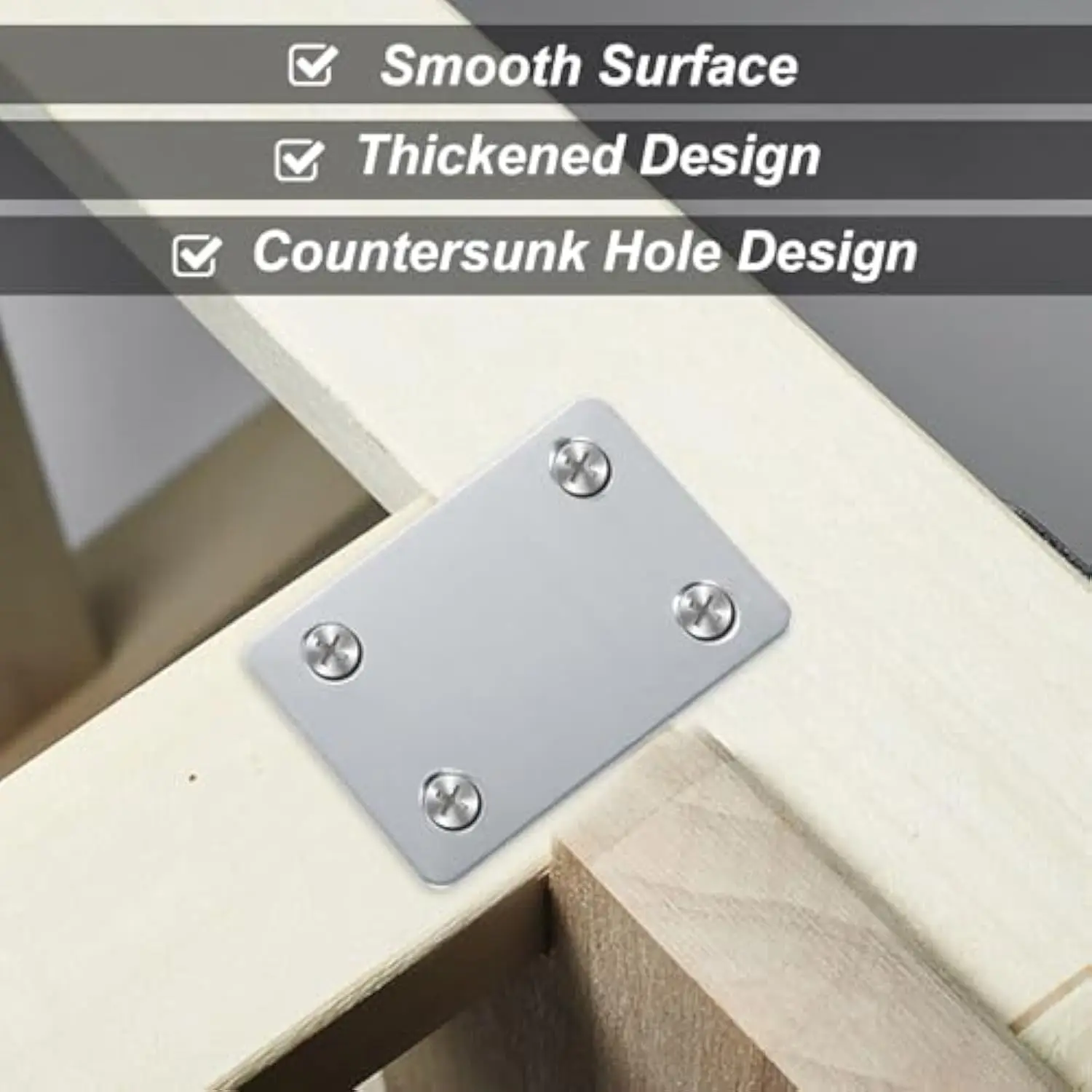 Flat Stainless Steel Straight Mending Plates,Straight Brace Brackets for Connector Furniture Repair Fixing Joint Wood