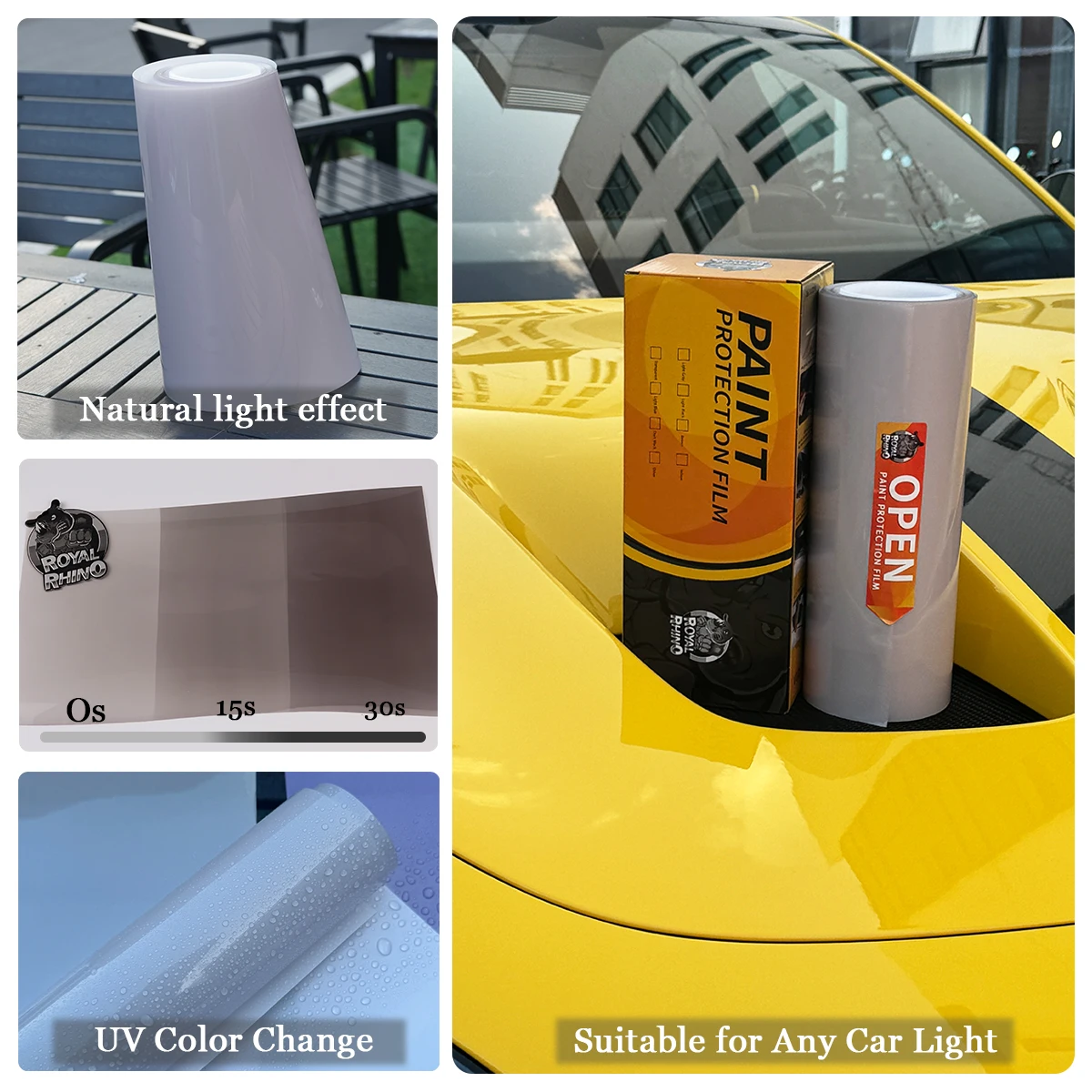 PPF Light Controlled UV Color Changing Headlight Self Repair Anti Scratch Film FOR BMW X5 Honda Ford 50cmx10m