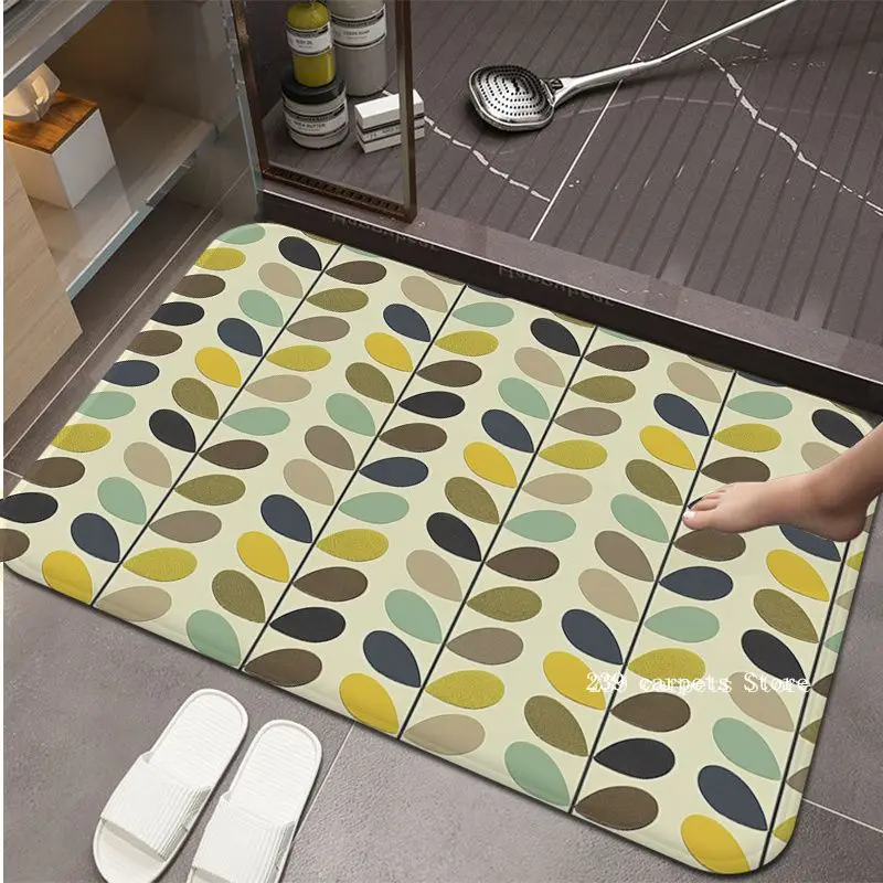 Orla Kiely Leaf Flower Long Rugs Anti-slip Absorb Water Long Strip Cushion Bedroon Mat Doormat Area Rug