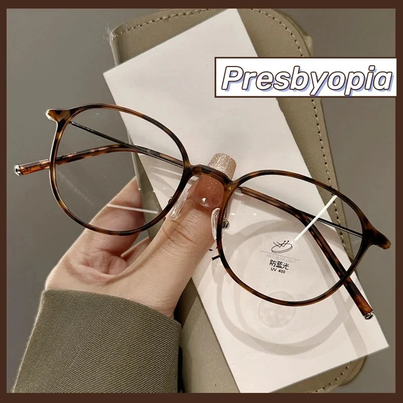 Lesebrille, Anti-Blaulicht-Presbyopie-Brille mit rundem Rahmen, runde Retro-Lesebrille, ultraleichte Unisex-Fernsichtbrille