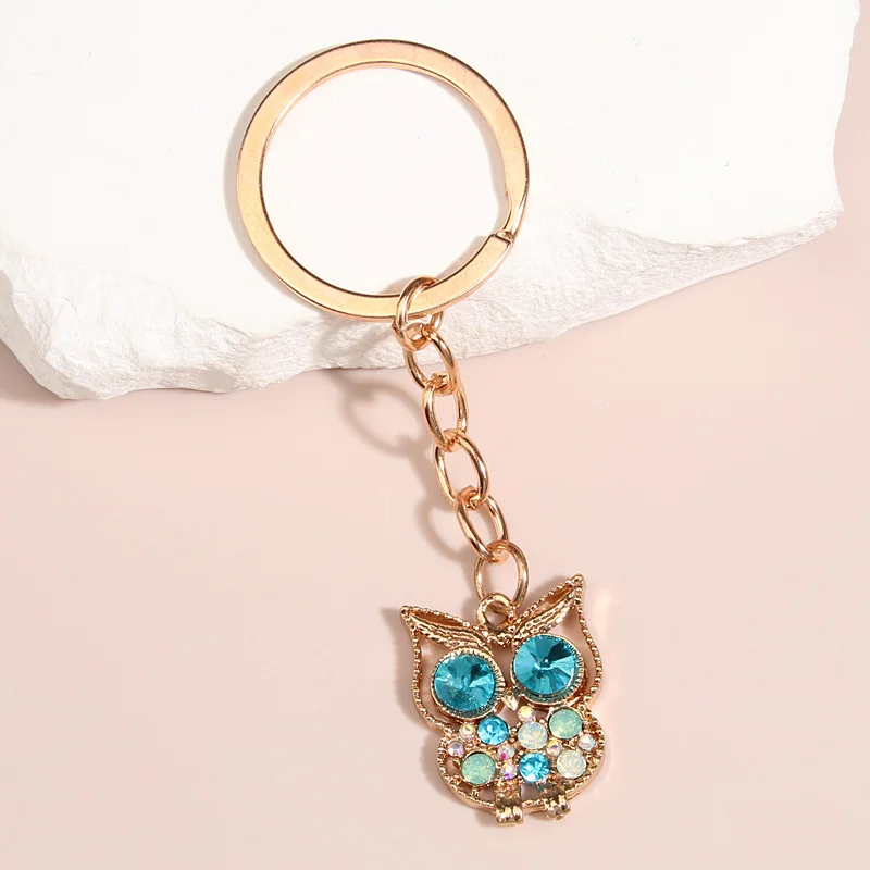 Cute Animal Keychain Owl Crystal Key Ring Enamel Key Chains Souvenir Gifts For Women Men Handbag Accessorie Car Keys DIY Jewelry