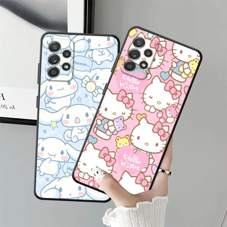 سانريو القرفة مرحبا كيتي حافظة لهاتف سامسونج جالاكسي A34 A23 A54 A26 A25 A36 A16 A52 A15 A32 A24 A55 A53 A35 A17 A56 أسود ناعم #2