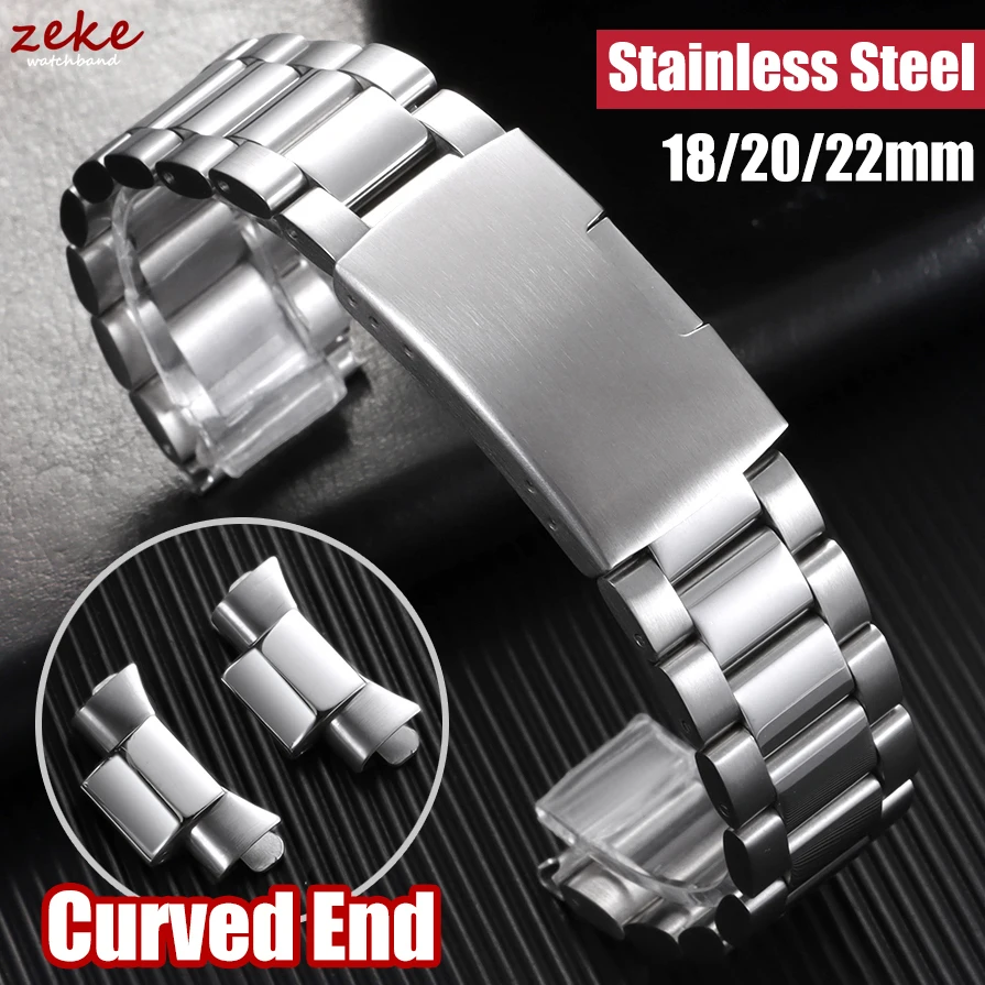 

Solid Stainless Steel Watch Band Universal Strap Folding Safety Buckle Men Bracelet Strap 18mm 20mm 22mm Watch Belt Accessories