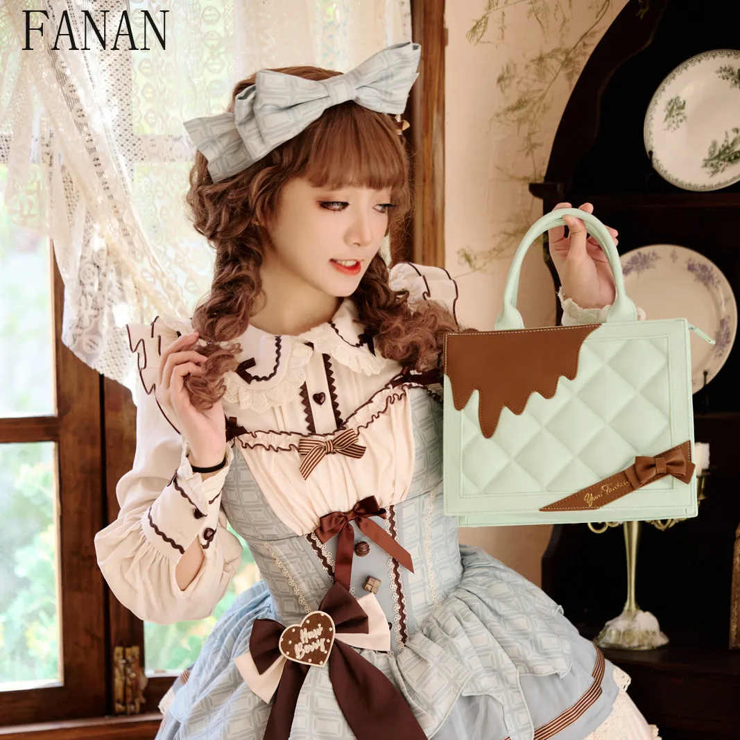 Women's Sweet Lolita Tote Bag Japanese Style Quilted Casual Handbag with Bow Cute Elegant Top-Handle Shoulder Bags for Women