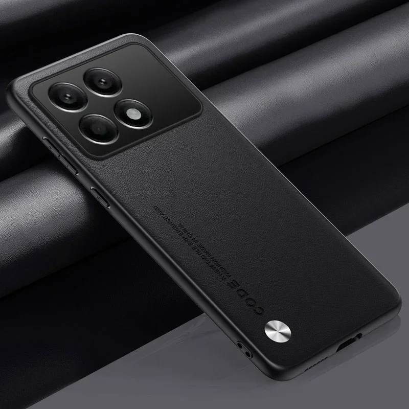 PU Couro Shockproof Silicone Case para Xiaomi, Tampa do telefone traseiro, Poco X6 Pro, Coque Funda