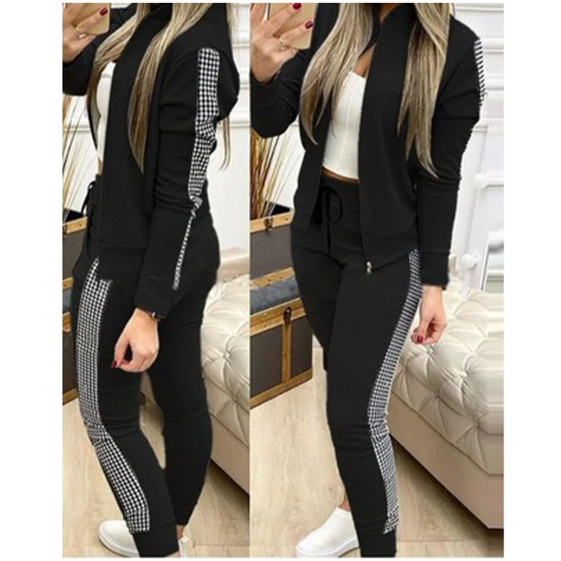 Spring Autumn Women\'s Tracksuit Hoodies and Elastic Waist Pants 2 Pieces Set Fashion Casual Printed Female Sportswear