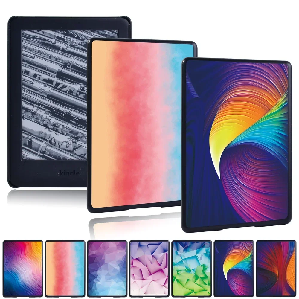 For Kindle Paperwhite 1/2/3/4/Kindle 8th Gen 2016/Kindle 10th Gen 2019 Tablet Case Ultra-Thin Hard Back Shell Watercolor Pattern