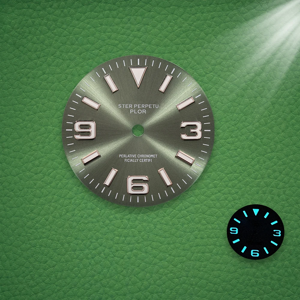 S Logo Dial 28.5mm E/xplorer NH35 Sunray  Dial Ice Blue Luminous Dial Fit NH35/NH36 Movement Watch Modification Accessories view 4