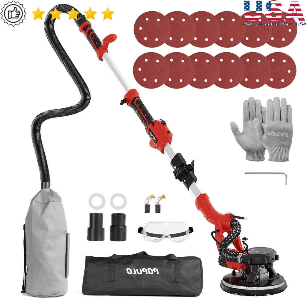 

Drywall Sander 810W Electric Ceiling Tool Vacuum Attachment LED Light Foldable