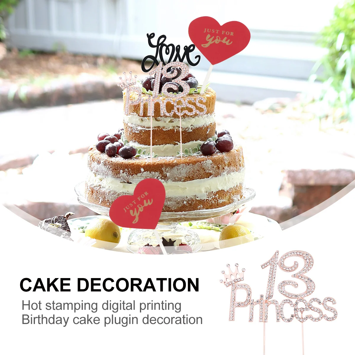 

1Pcs Cake Toppers Digital Inserted Cards Birthday Cake Picks Decorative Rhinestone Party Dessert Accessories Inserted Cards