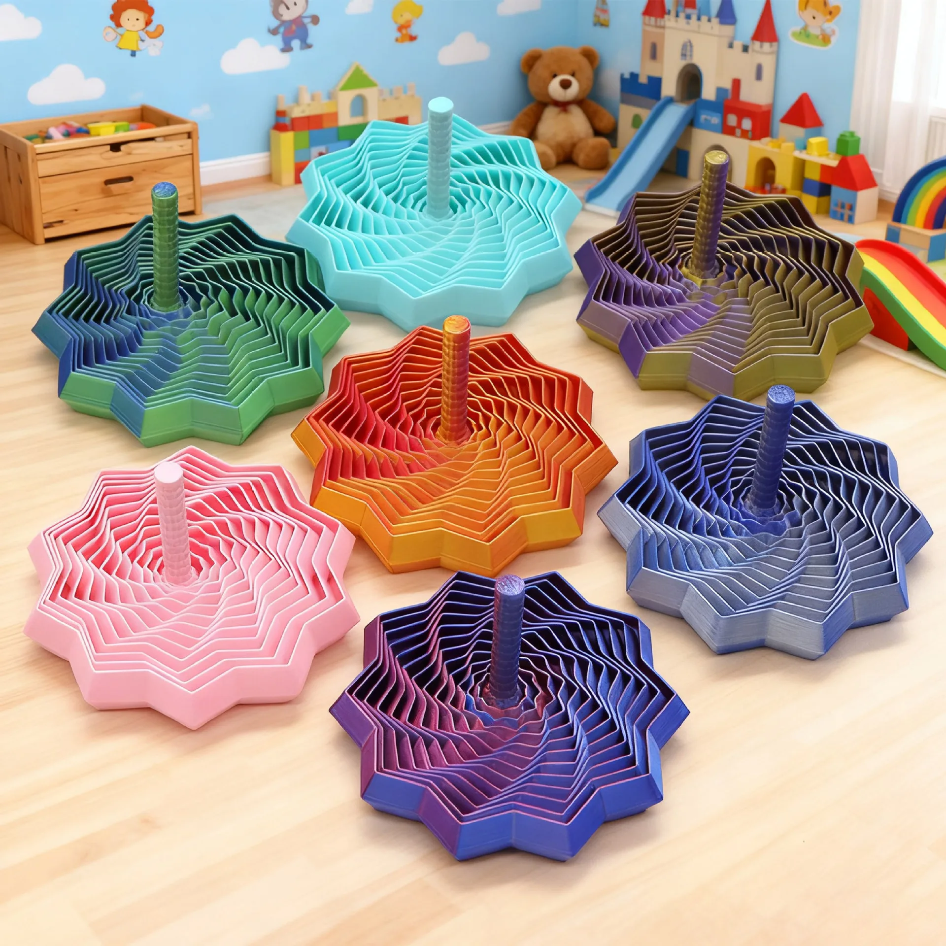 3D Printing Star Visual Illusion Folding Children's Puzzle Toy Polygonal Radish Tower Spiral Three-Dimensional Desktop Small Toy