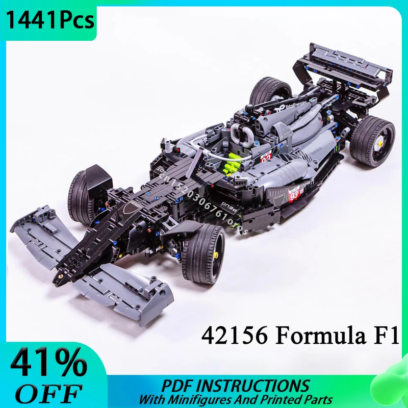 Technical Formula F1 Super Racing Car Buiding Blocks DIY Assemble Bricks Vehicle Compatible 42141 Kids Toy Birthday Gift 42156-B