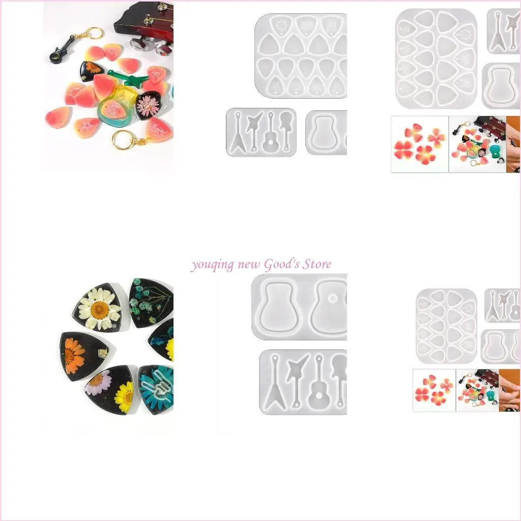 

57QA Irregular Shaped Resin Casting Molds Silicone Pendant Mould DIY Craft for Guitar Picks Crafts Musician Supplies Decor