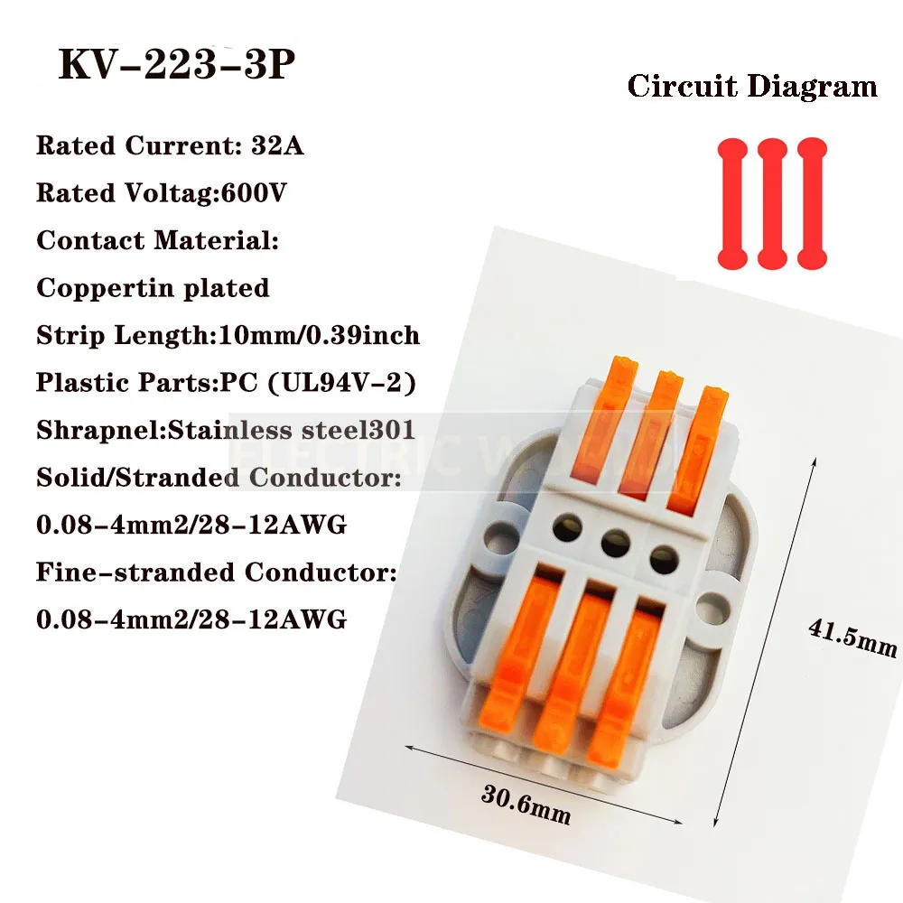 Bloco Terminal Push-in Conector Rápido, Conector de Fiação de Encaixe, Plug-in Elétrico, Conector de Cabo Rápido, SPL-424