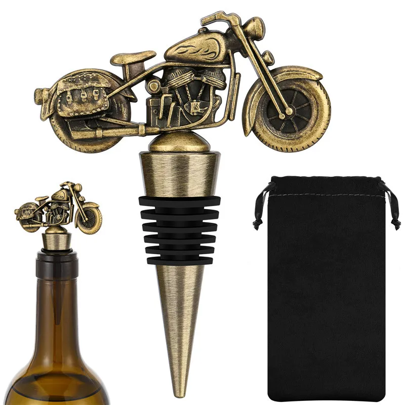 Bronze Bottle Stopper with Motorcycle Shape Champagne Saver Wine Stoppers for Kitchen Party Club Wedding Accessory Gift