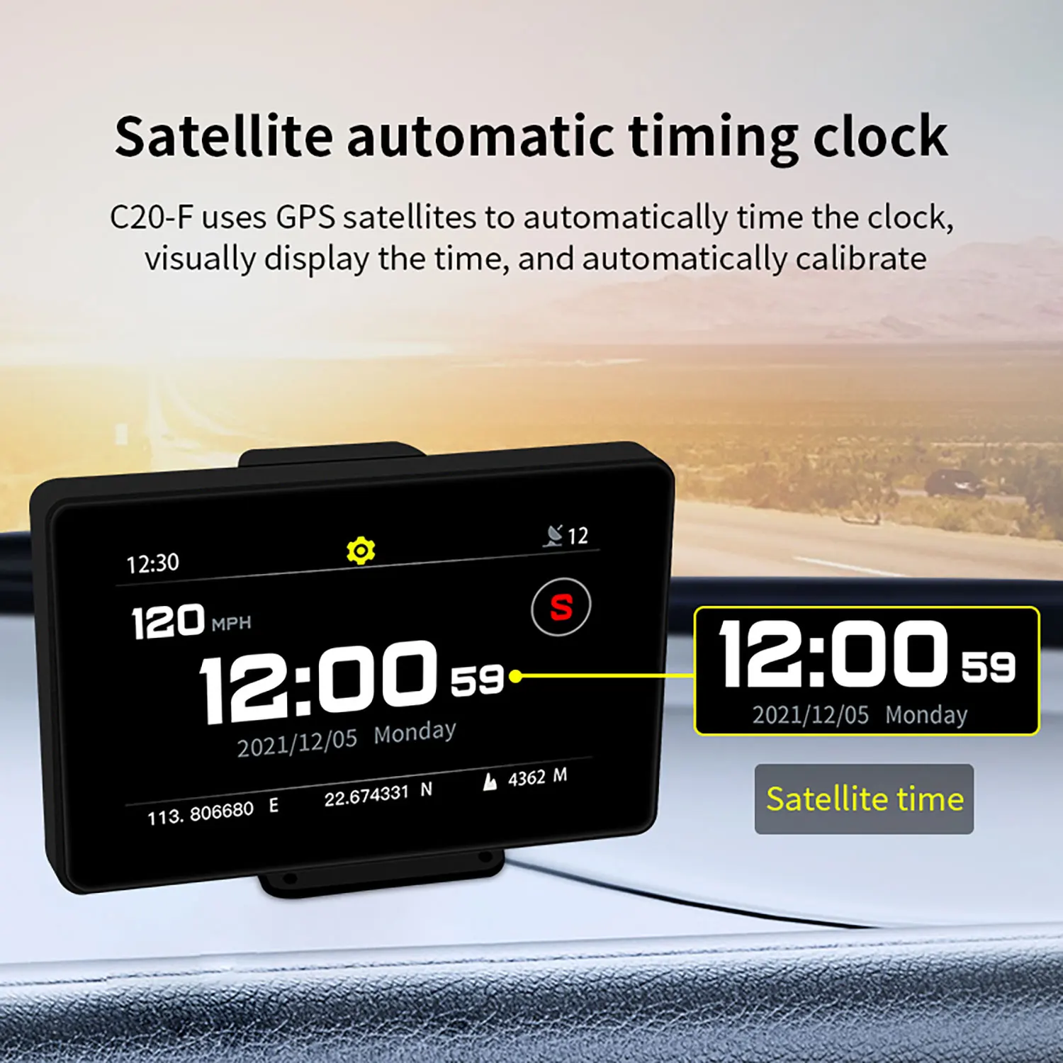 New C20-F Car Mounted HUD High Definition Touch Screen Universal Speedometer GPS Electronic Altimeter Odometer