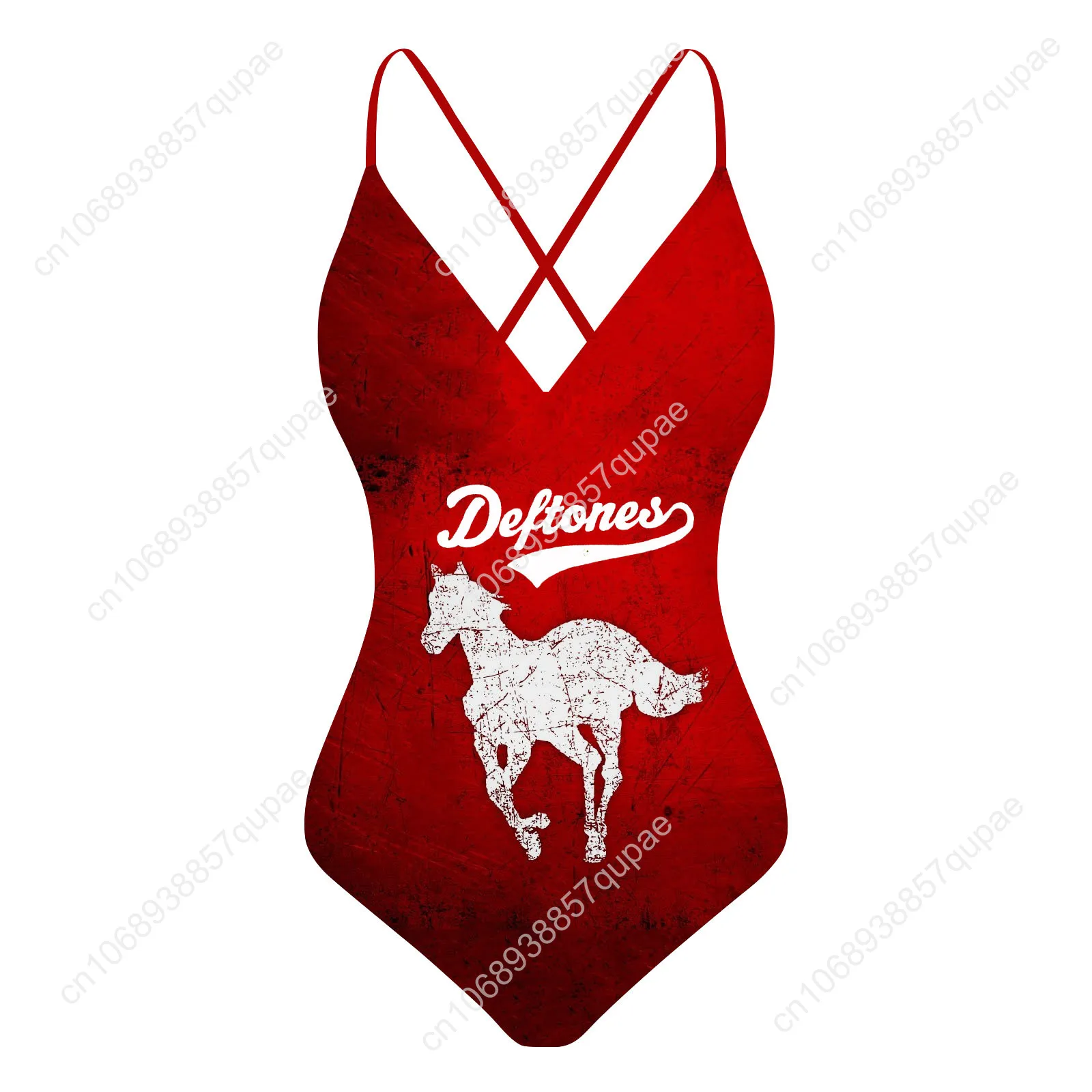 

Deftones Rock Band Custom V-neck Halter Back Swimsuit Womens Bathing Suits Bikini Pool Party Beach Sexy Swimwear Beachwear