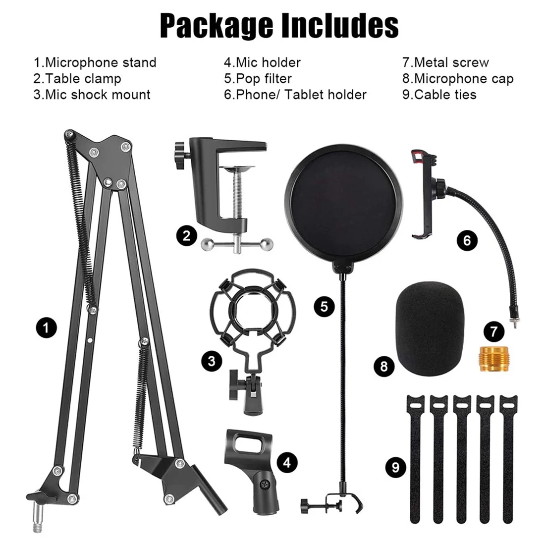 NALFI-Microphone Stand,Adjustable Desk Suspension Scissor Arm Mic Boom Arm For Blue Yeti,Snowball&Other Mics,Recording,Games