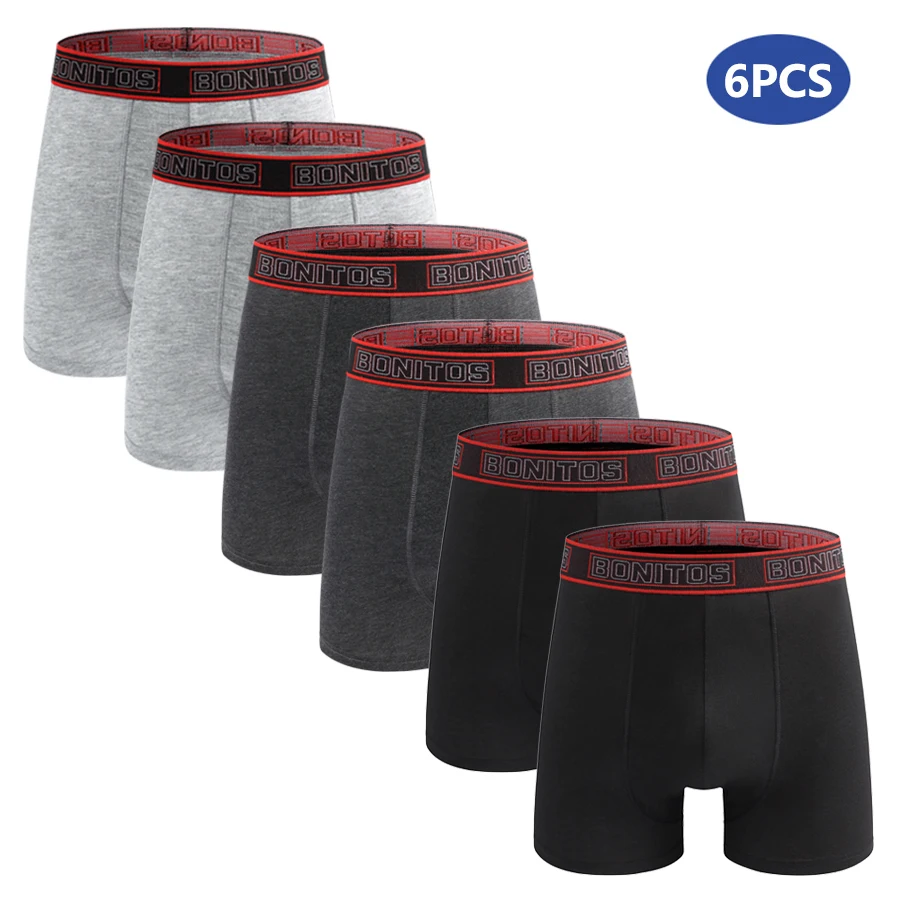 

6pcs New Underwear For Man Shorts Letter Men's Panties Sexy Underpants Men Polyester Boxer Briefs Medium long Mens Boxers