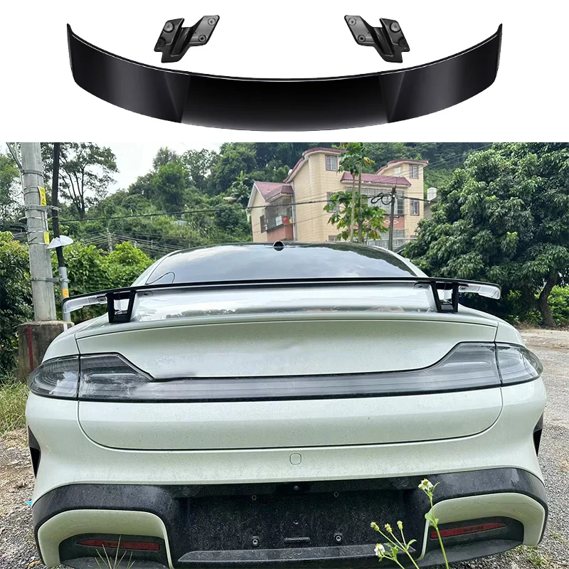 For Xiaomi SU7 Max 2024 Forged Forged Carbon Fiber Look Gloss Black ABS Rear Wing Trunk Rear GT Spoiler