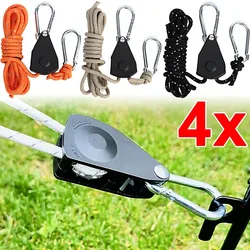 1/2/4pcs Adjustable 8inch Lanyard Hanging for Outdoors Camping Grow Plant Lamp Rope Ratchet Hanger Pulley Lifting Pulley Hook