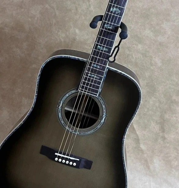 2026 New Grey D45 Folk Guitar Solid Top Spruce Body Abalone Shell Pattern High End Handcrafted Delivery Charges Complimentary