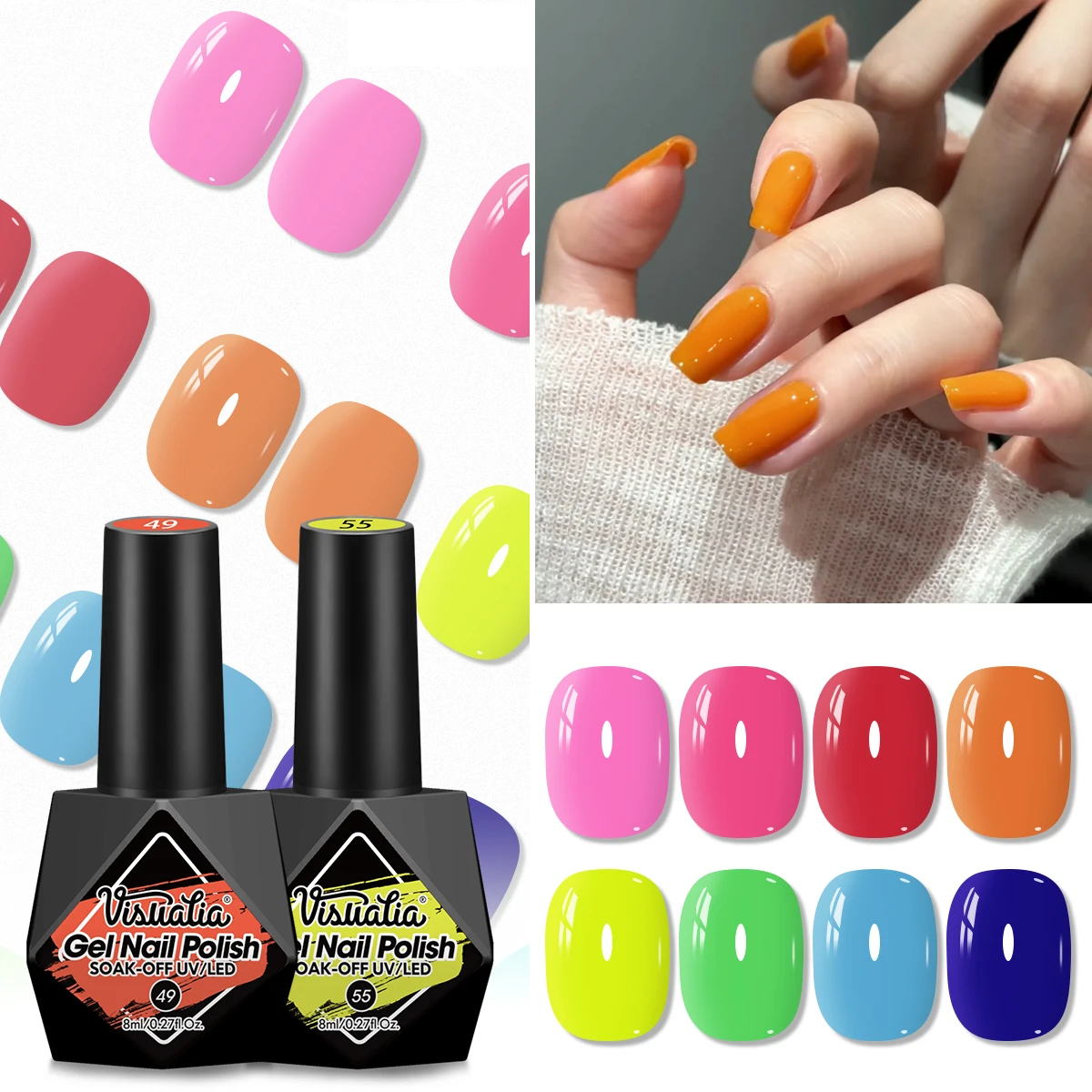 วิซูอาติอา 0.27 ออนซ์ เจลทาเล็บ/เจลทาเล็บกึ่งถาวรแบบ LED เหมาะสำหรับทุกฤดูกาล ต้องมีสำหรับร้านทำเล็บที่บ้าน ตัวเลือกแรกสำหรับของขวัญสำหรับผู้หญิง