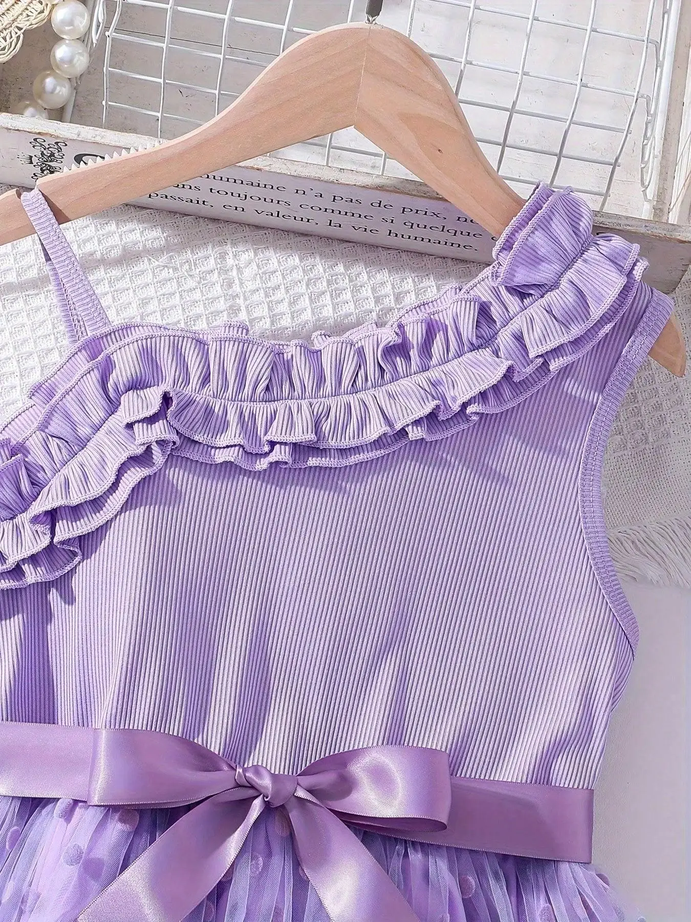 Sommer Mädchen Rüschen-Dekoration Cami Tutu Kleid Prinzessin Mesh Kinderkleid Freizeit Süßer Stil – Detail 14