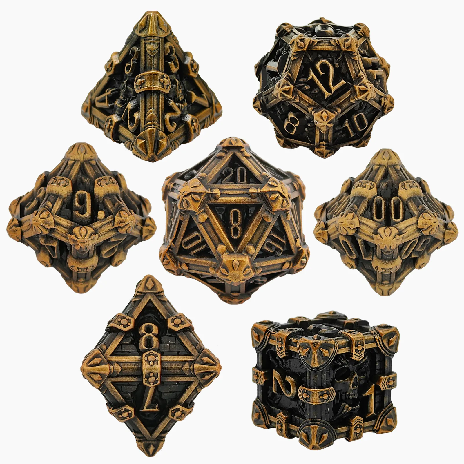 

Набор металлических кубиков для DND/D&D (7 шт.): многогранные цифровые кубики для настольных ролевых игр (TRPG, COC), включая D20, D12, D10, D100, D8, D6, D4. Аксессуары для ролевых игр.