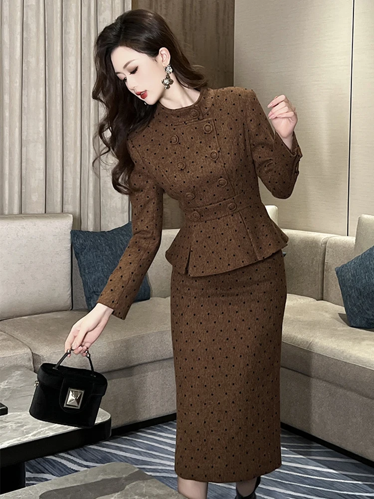 Women's Clothes Vintage Professional Midi Dress Ladies Fashion Elegant  Double Breasted Ruffles Robe Party Banquet Vestido Spring - AliExpress  200000345