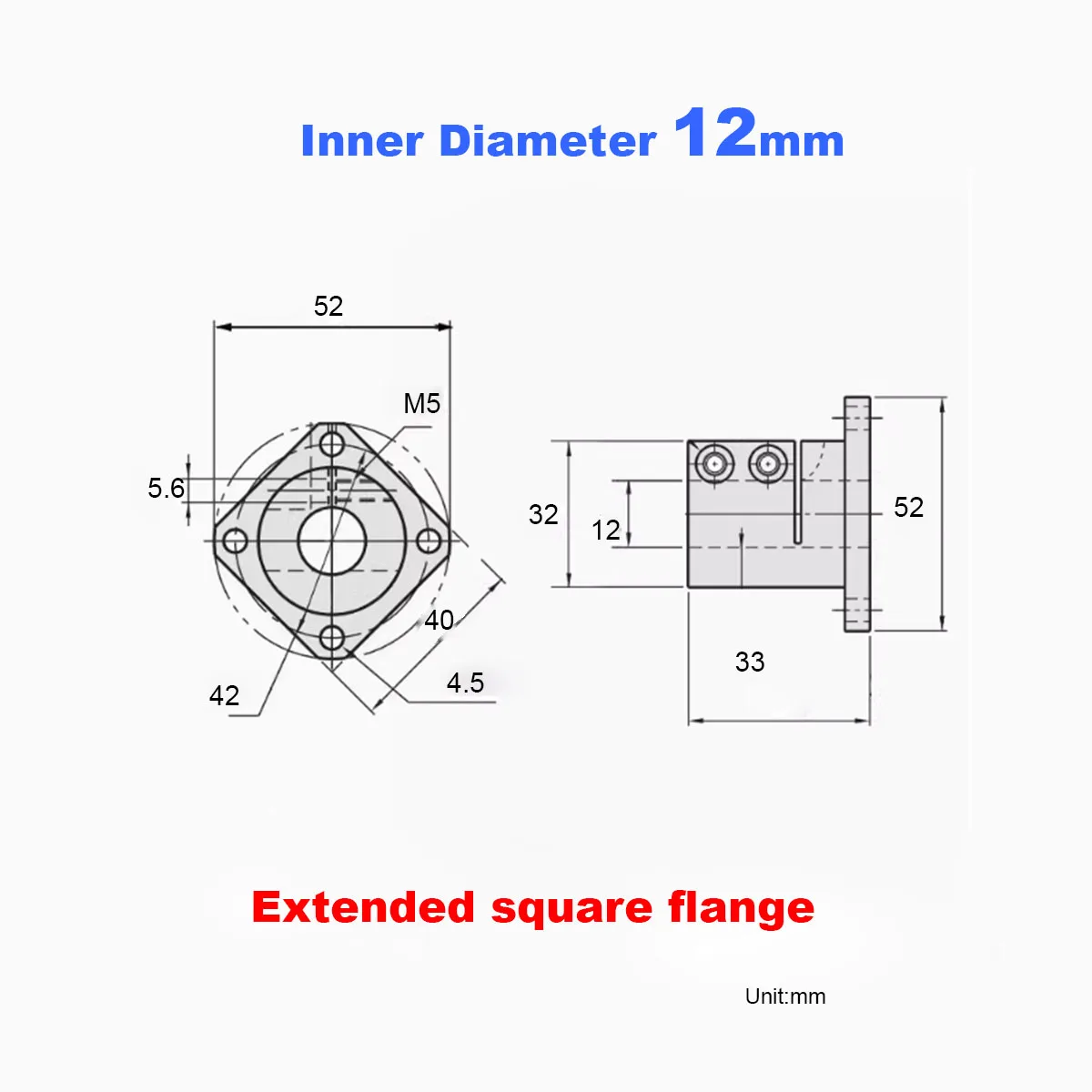 Variant: 1pcs  M12 Square